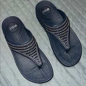 Mix It "Bling" Sandals w/ Rhinestone Detail, Mini--Wedge Thong